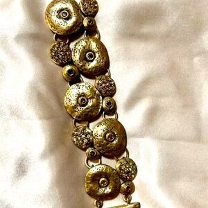 Chico’s Chunky Statement Bracelet – Gold Tone with Autumn Stones